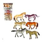 Coleção 6 Miniaturas Cavalos Selvagens Animais de Brinquedo em Borracha - Wild Horse
