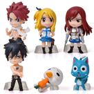 Coleção Figure Toy, 6 peças Fairys Tails Lucy Happy Cat Natsu