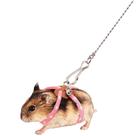 Coleira Ajustável de Nylon para Hamster Copfeu com Peitoral e Guia Rosa