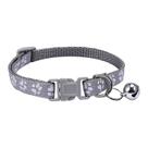 Coleira Ajustável para Cães e Gatos, Pingente com Sino, Nylon Leve, 7 Cores, Para Raças Pequenas, Cinza
