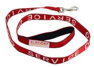 Coleira Albcorp Service Dog bordada com alça acolchoada de neoprene e fios refletivos, 4 pés, para arreios, coletes ou coleiras, vermelha