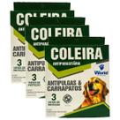 Coleira antipulgas e carrapato kit com 3 unidades para cães antiparasitario world