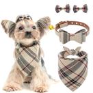 Coleira de cachorro PUPTECK de couro para cães pequenos XS Bege 20-25cm