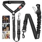 Coleira de cinto de segurança para cães Lukovee para carros, pacote com 2 unidades, segurança para animais de estimação, preta Coleira de cinto de segurança para cães Lukovee para carros, pacote com 2 unidades, segurança para animais de estimação, preta