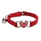 Coleira de gato WDPAWS Heart Bling com cinto de segurança e sino vermelho