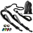 Coleira dupla para cães SparklyPets Rope Bungee para 2 cães preta