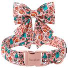 Coleira para cães, estilo exclusivo, patas, gravata borboleta de Natal, algodão rosa