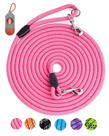 Coleira para cães Lanwandeng, longa, reflexiva, 10 pés/5 a 30 pés/10 m, rosa