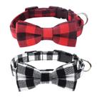 Coleira para cães Malier Christmas xadrez, gravata borboleta ajustável, grande