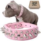 Coleira para cães TEEMERRYCA de couro ajustável com pontas cravejada rosa S