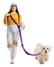 Coleira para cães WANFIRE Hands Free 1,8-2,9 m roxa reflexiva