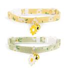 Coleira para gatos Liugjiau Cotton Breakaway com Bell, pacote com 2 unidades, amarela e verde