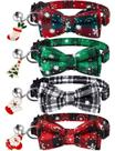 Coleiras de Natal para gatos LLHK, pacote com 4, gravata borboleta e sino