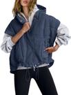 Colete acolchoado feminino Nirovien com zíper com capuz azul escuro XS Colete acolchoado feminino Nirovien com zíper com capuz azul escuro XS