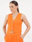 Colete Alfaiataria Linho Autentique Feminino Laranja