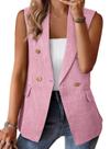 Colete Blazer Happy Sailed feminino de tweed, casual para negócios, rosa