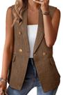 Colete Blazer Happy Sailed para mulheres, business casual, marrom Colete Blazer Happy Sailed para mulheres, business casual, marrom