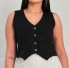 Colete curto alfaiataria feminino Premium 4 botoes transparentes