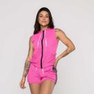 Colete Curto Feminino Zíper Capuz e Bolso Poliamida