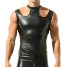 Colete de material sintético QiAti, camiseta sem mangas preta para homens