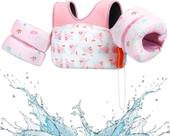 Colete de natação HeySplash para crianças de 10 a 32 kg com alça ajustável rosa