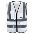 Colete de segurança A-SAFETY White Hi Vis 4 tiras refletivas 7 bolsos