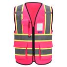 Colete de segurança AYKRM rosa de alta visibilidade com bolsos