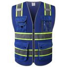 Colete de segurança JKSafety High Visibility Blue Mesh com 9 bolsos