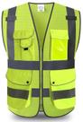 Colete de segurança XIAKE, 9 bolsos, reflexivo, amarelo neon, grande