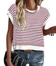 Colete de suéter feminino PRETTYGARDEN, primavera, verão, listrado, vermelho, S Colete de suéter feminino PRETTYGARDEN, primavera, verão, listrado, vermelho, S
