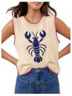 Colete de suéter Verdusa Lobster Crochet sem mangas para mulheres