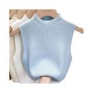 Colete De Tricô Feminino Sem Mangas Com Gola Alta E Top Cropped Para Primavera E Outono