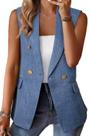 Colete de tweed, Happy Sailed, feminino, casual de negócios, azul Colete de tweed, Happy Sailed, feminino, casual de negócios, azul