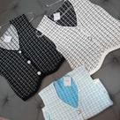 Colete em modal malha retilínea - Branco com azul