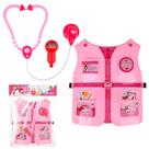 Colete Fantasia Medica Infantil Rosa Com Estetoscopio Termometro Brinquedo Profissao Menina Colete Fantasia Medica Infantil Rosa Com Estetoscopio Termometro Brinquedo Profissao Menina