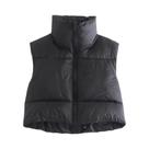 Colete Feminino Acolchoado Cropped Sem Mangas Gola Alta Jaqueta Acolchoada Quente Para Outono