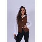 Colete Feminino Alfaiataria Modal Inverno Com Botões Fechado Colete Feminino Alfaiataria Modal Inverno Com Botões Fechado