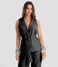 Colete Feminino Alfaiataria Risca De Giz Dianna Preto