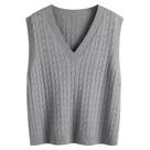 Colete feminino Blostirno, tricotado com decote em V, cinza