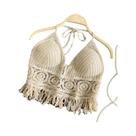 Colete Feminino Boho com Franjas e Bordado - Decote Halter e Amarração nas Costas