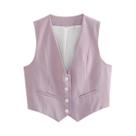 Colete Feminino Branco Elegante - Sem Mangas, Decote V, Modelo Único Colete Feminino Branco Elegante - Sem Mangas, Decote V, Modelo Único