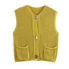Colete Feminino Crochê Sem Mangas - Recorte Casual para Outono