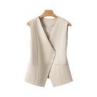 Colete Feminino De Cor Sólida Com Decote Em V, Moda Primavera-Outono, Elegante, Roupa De Trabalho,
