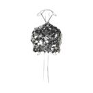 Colete Feminino De Lantejoulas Prateadas BlingBling Fosco Com Cadarço, Design Moderno E Sexy, Estilo