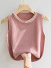 Colete Feminino de Malha com Contas - Sem Mangas, para Verão