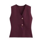 Colete Feminino de Malha Recortada - Sem Mangas, com Botão - Ideal para Verão e Férias
