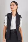 Colete feminino Glam Jeans Preto Alongado