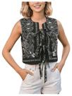 Colete feminino GORGLITTER, gravata borboleta frontal, estampada em estampa estampada