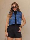 Colete Feminino Jeans Curto