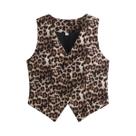 Colete Feminino Leopardo Sem Mangas - Decote V - Moda Verão 2024 Colete Feminino Leopardo Sem Mangas - Decote V - Moda Verão 2024